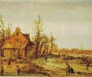 Esaias Van de Velde A Winter Landscape oil on canvas